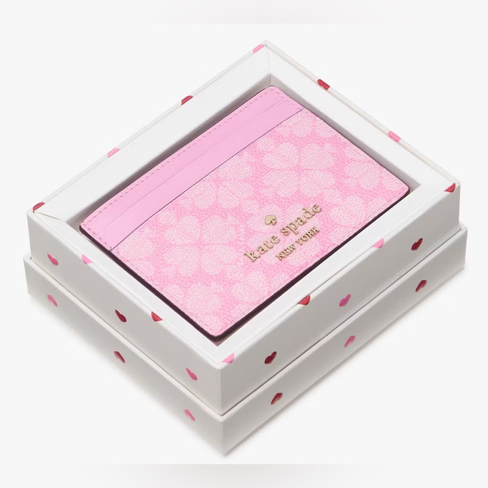 Kate Spade Boxed Spade Flower Small Slim Card Holder $99 Retail